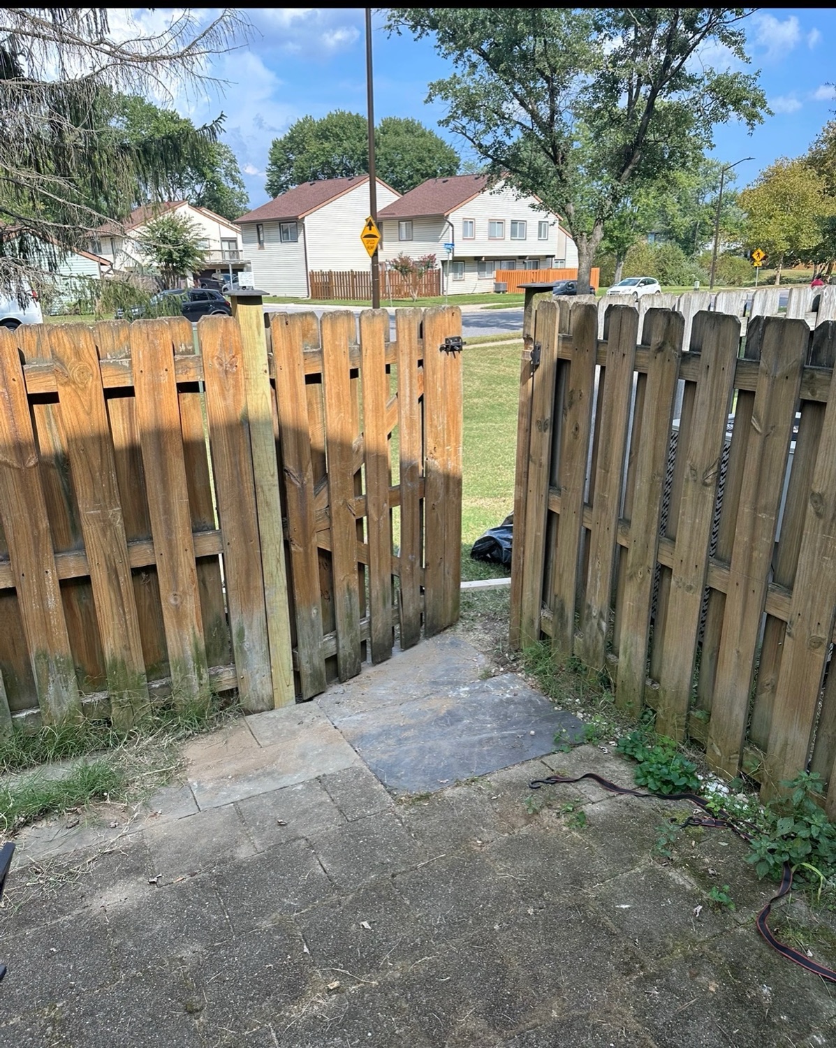 Newly installed wood privacy fence