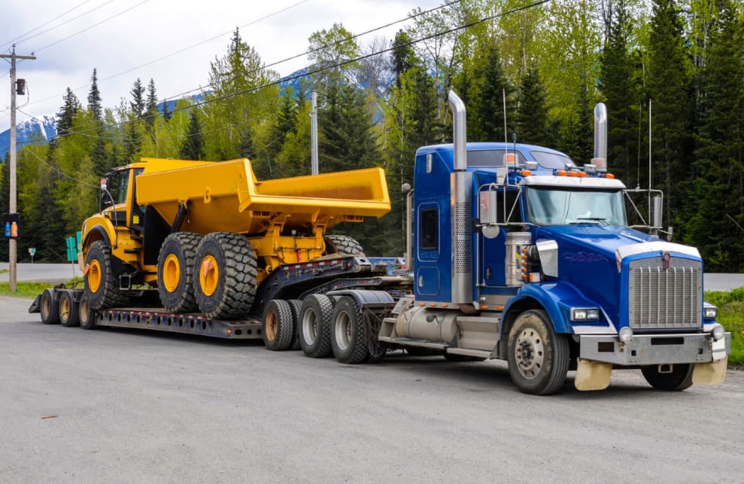 PPMI truck and Low Boy trailer hauling heavy equipment